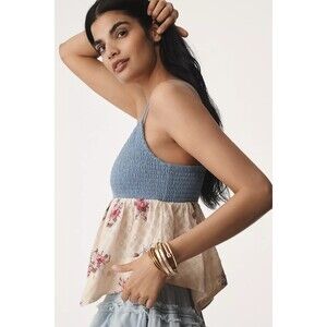 Anthropologie Pilcro Heritage Hanky-Hem Tank Cami Blouse Top Floral XS 280314